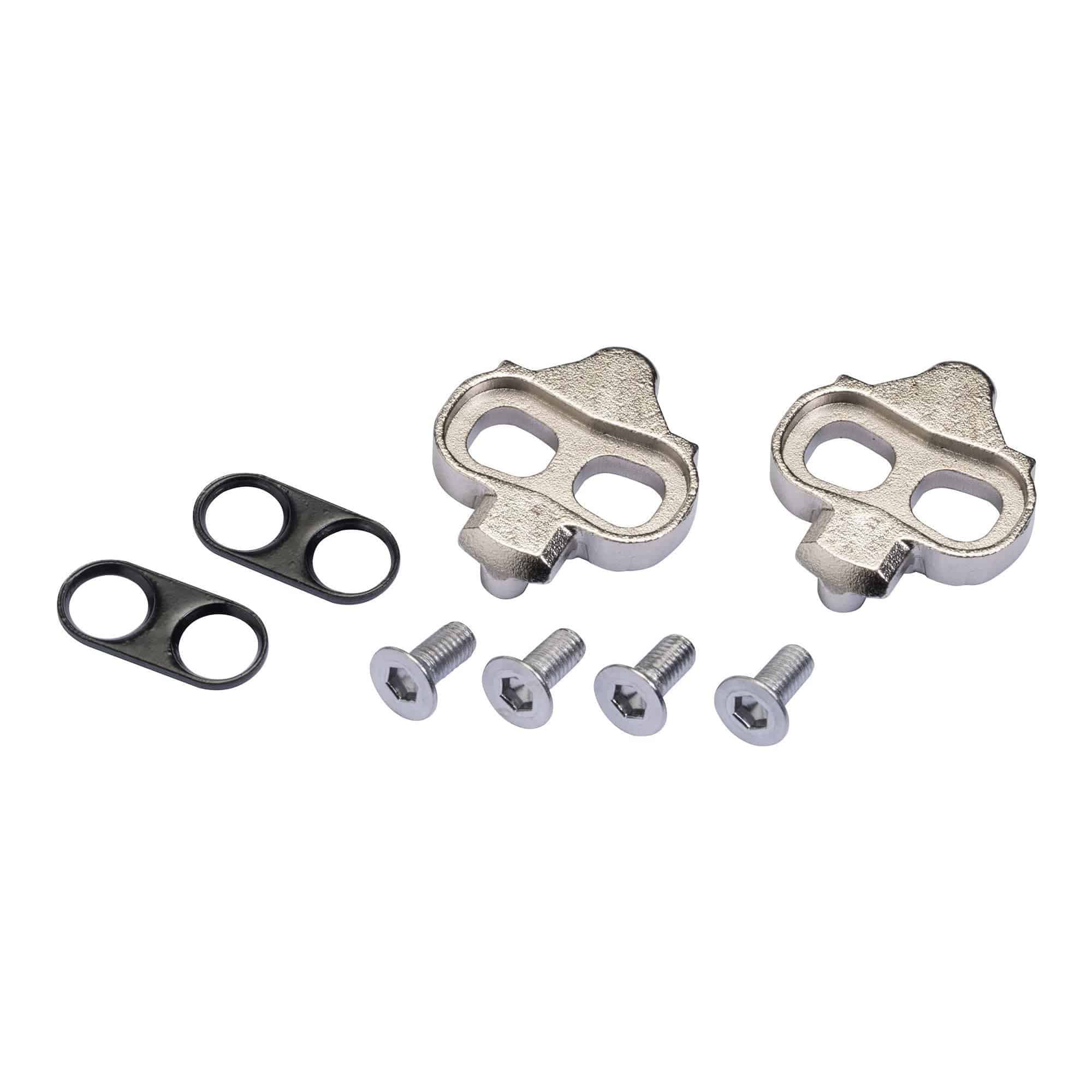 Giant pedal cleats for off-road clipless shoes, Shimano SPD system compatible, shown with metal mounting plates and cleat design.