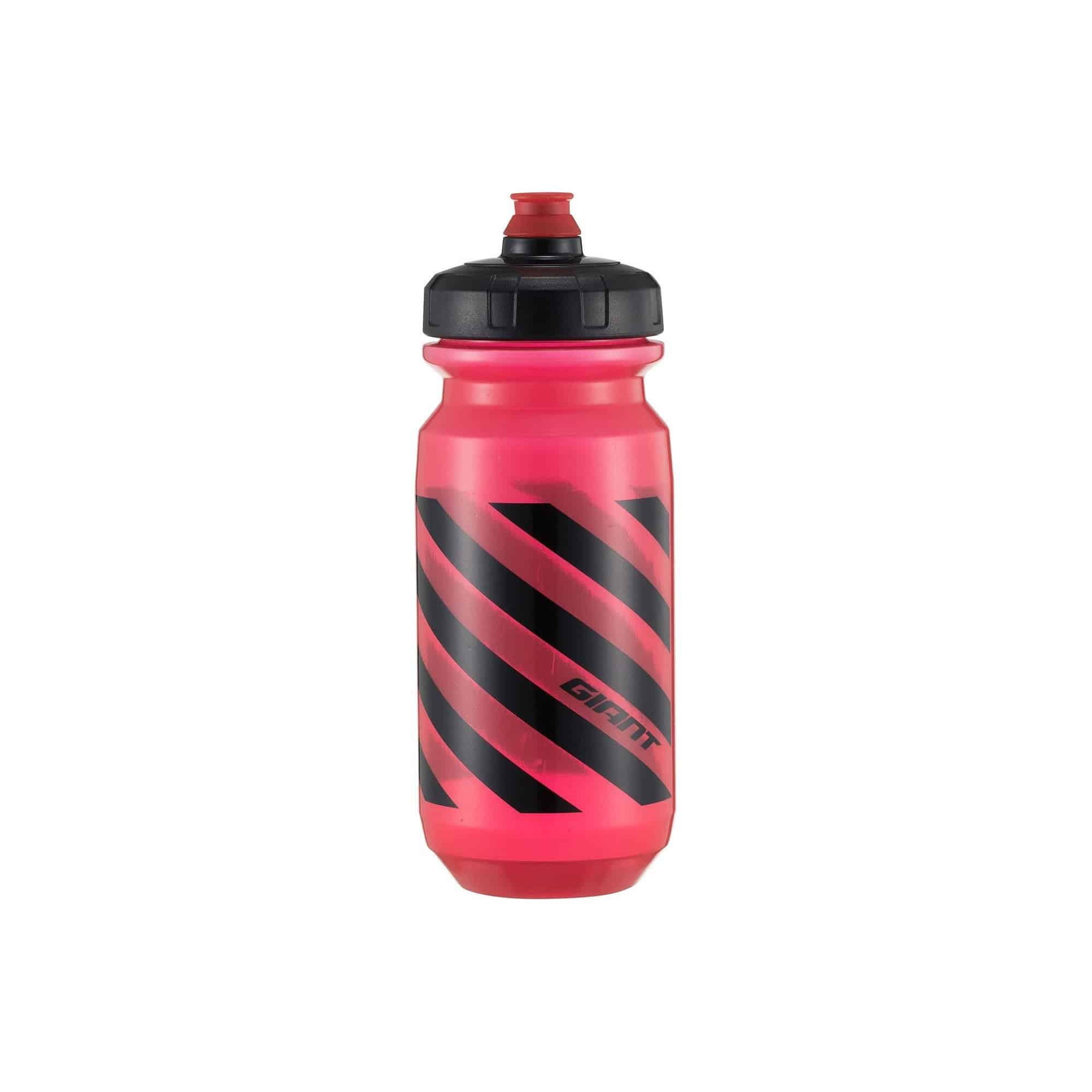 Giant DoubleSpring II water bottle with antimicrobial Fresh Technology for cycling, shown with a close-up of the bottle and cap.