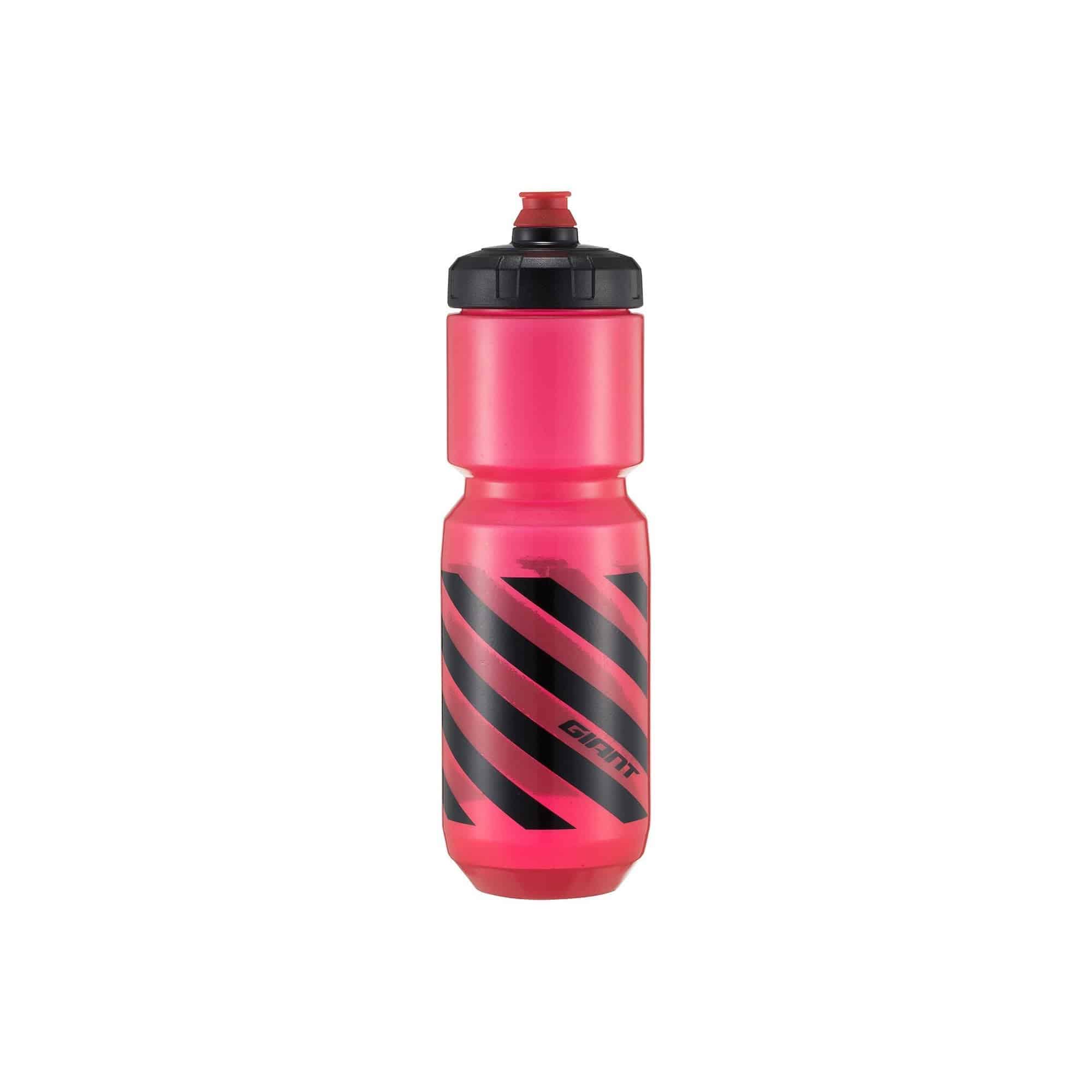 Giant DoubleSpring II water bottle with antimicrobial Fresh Technology for cycling, shown with attached cap and hydration nozzle.