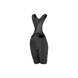 Liv Fisso bib shorts with chamois padding for long-distance cycling, featuring breathable fabric and a snug fit for comfort.