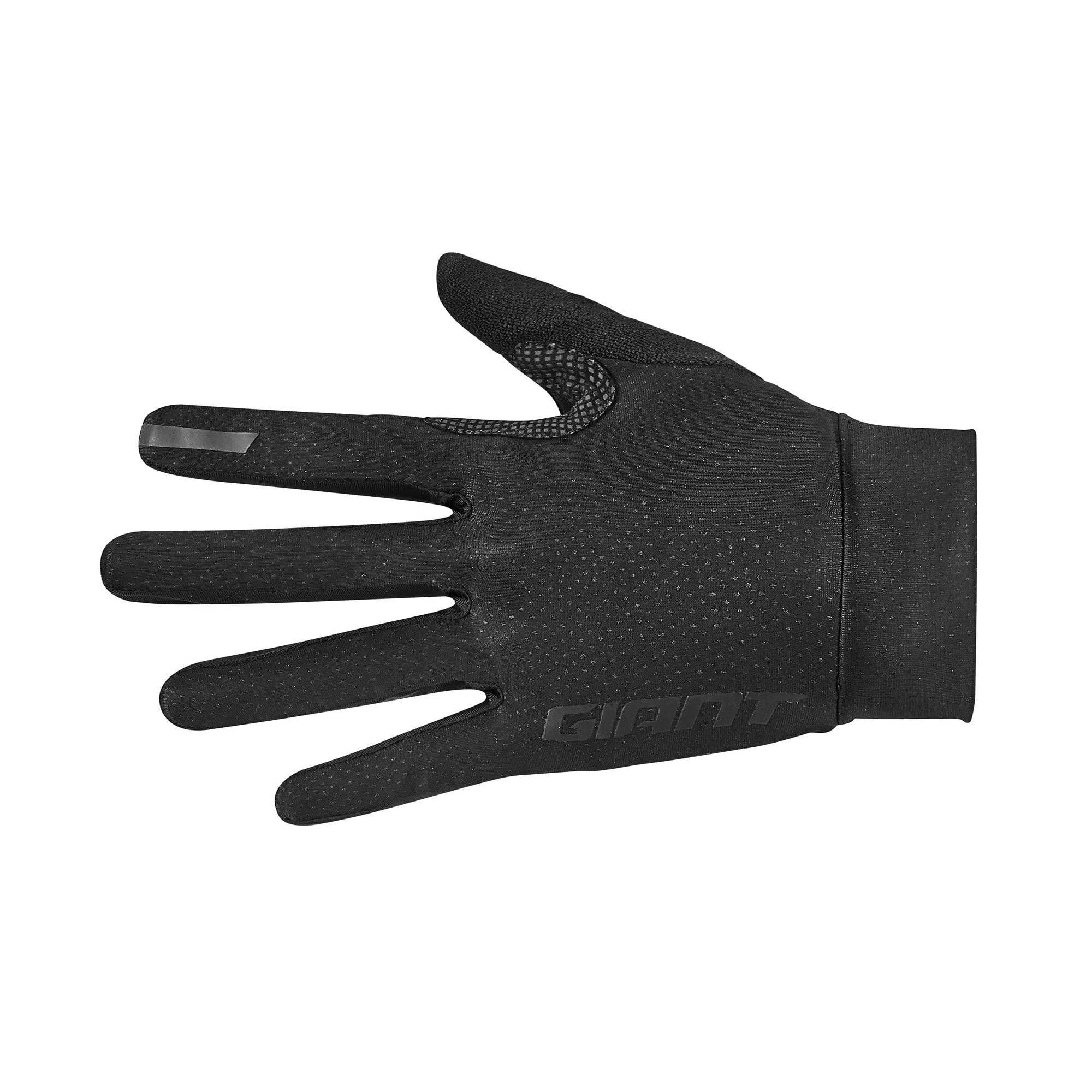 Giant Elevate LF breathable touchscreen cycling gloves for cold weather, showing black gloves with padded palms and touchscreen fingertips.