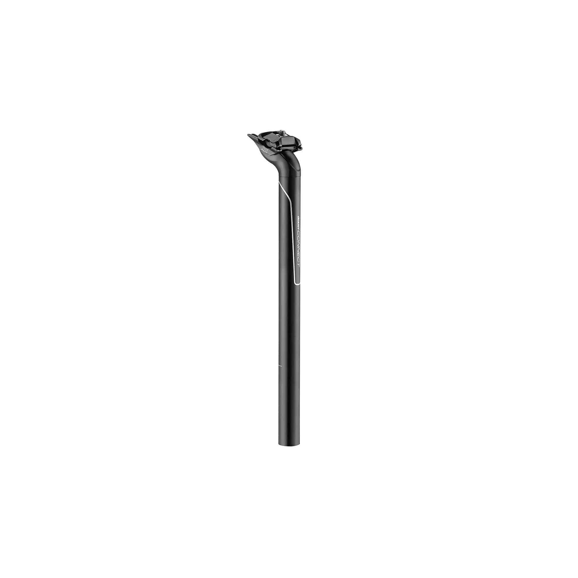 Giant Connect bike seatpost with 6061 alloy shaft and extra-long rail clamp for secure saddle attachment.