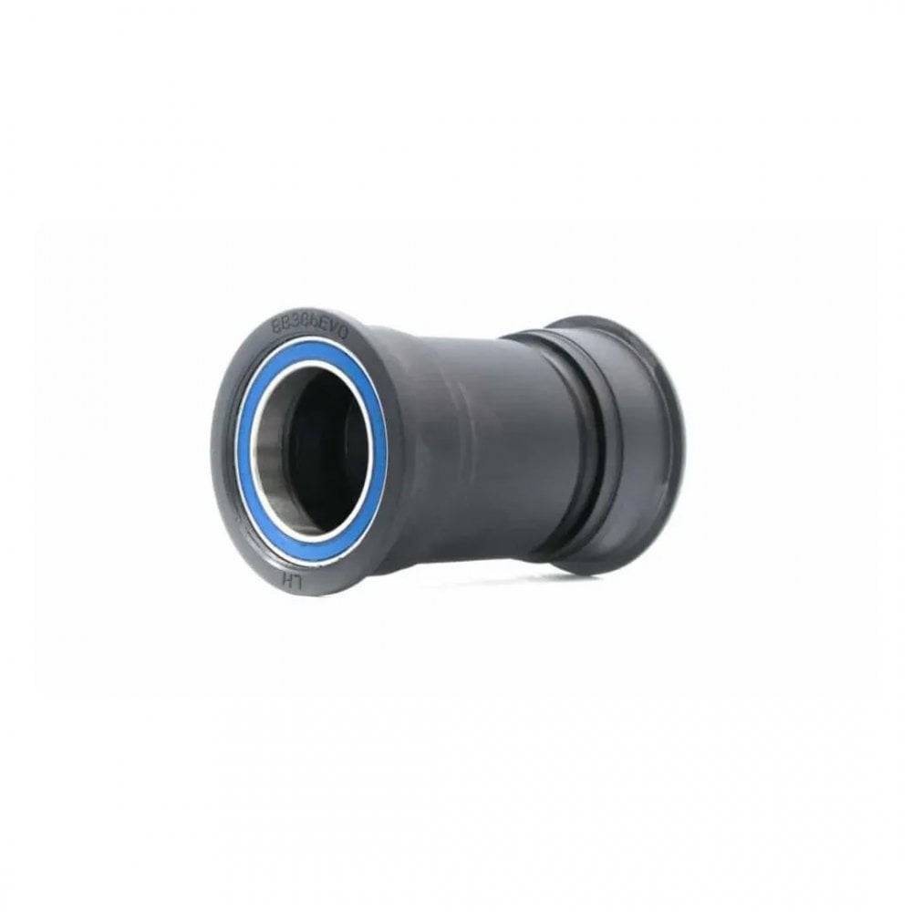 Praxis Works M30 Thru BB 386 EVO bottom bracket for MTB cranks with collet system, black metal component for bike drivetrain.