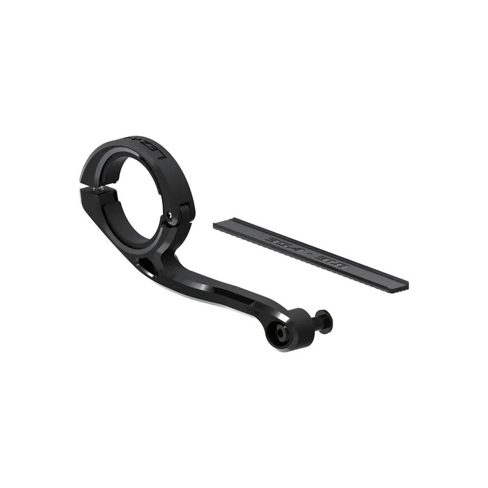 Lezyne E-Bike forward center mount in black, a secure accessory mount for e-bike handlebars and frame attachment.