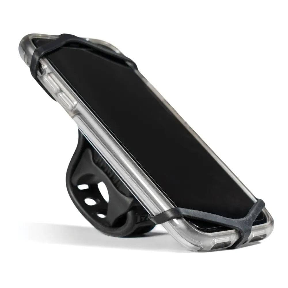 Lezyne Smart Grip Mount support for bike phone, black anti-slip accessory with secure grip and adjustable design for cycling.