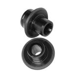 Stan's NoTubes E-SYNC NEO front end caps for 9mm thru-axle on E03/E03 hub, showing the black, metal component with bolt holes.