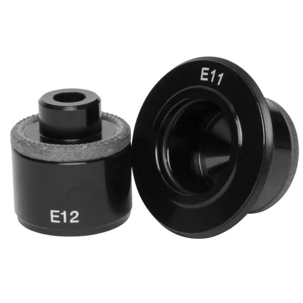 Stan's NoTubes E-SYNC NEO rear end caps for 10x135mm QR E11/E12 hubs, shown on bike component.