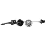 Stan's NoTubes E-Sync Neo end caps and quick release lever kit for 100mm bicycle hubs, shown with components and hardware.