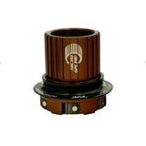 Stans NoTubes M-Pulse freehub kit for Shimano Micro Spline hubs, showing the black freehub body with branding and spline details.