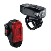 Lezyne KTV Drive+ bike front and rear lights, black, USB rechargeable, waterproof IPX7, compact cycling accessories