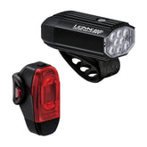 Lezyne Micro Drive 800+ front and KTV Drive+ rear bike light set in black, compact LED bike lights for visibility and safety.