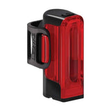 Lezyne Strip Drive 300+ rear bike light with 300 lumens, waterproof IPX7, USB-C rechargeable, mounted on bicycle seat post.
