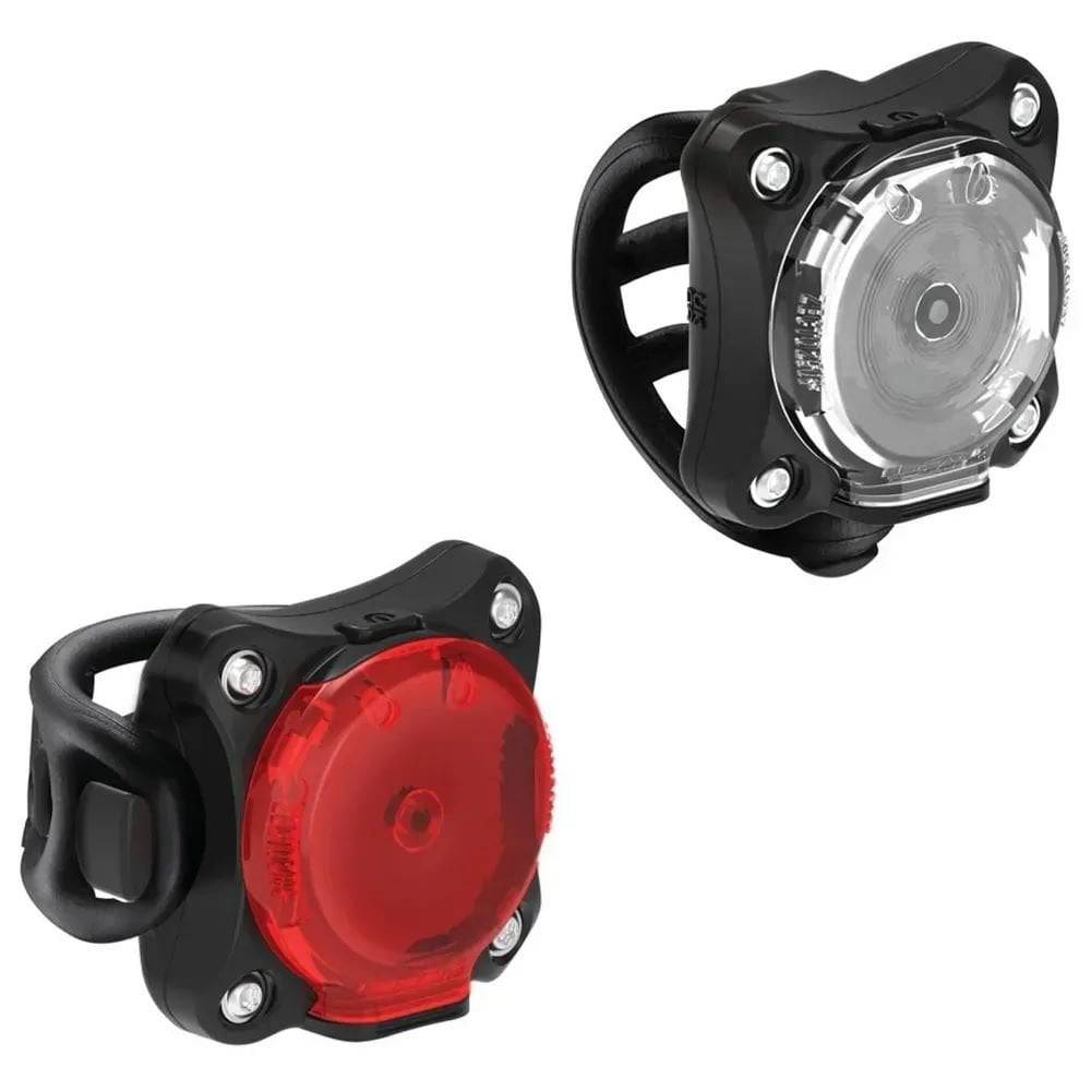 Lezyne Zecto Drive 250+ front and 200+ rear bike lights pair with waterproof design and USB-C charging for high visibility.