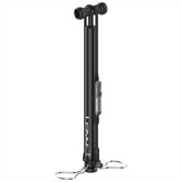 Lezyne Digital Travel Floor Drive Pump in black with foldable feet and digital gauge for precise tire inflation.