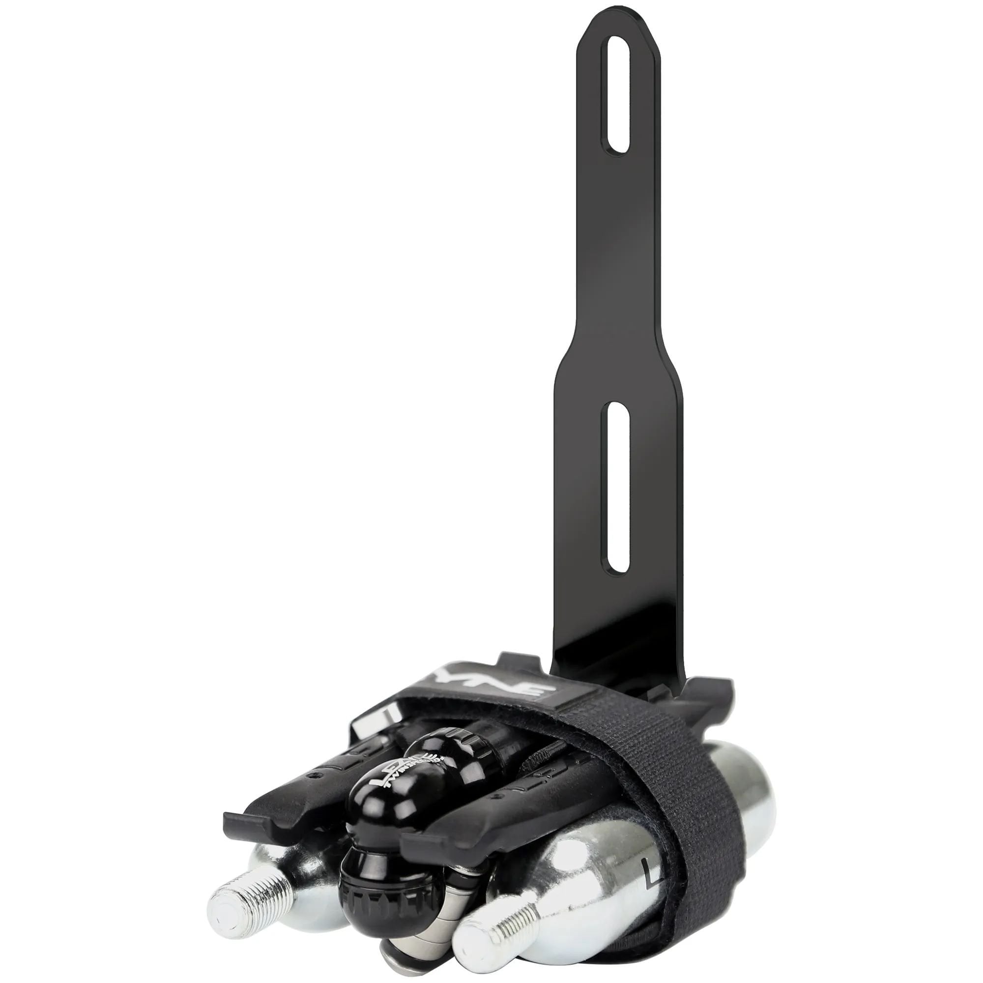 Lezyne Flow Storage Adapter in black for bike tool storage under bottle cage, accessory for organized cycling gear.