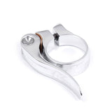 Silver KUK quick release seat clamp for 31.8mm seatposts, durable bike component from Upgrade for secure bike seat attachment.