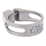 Kinesis UK Titanium Seat Clamp v2, 34.9mm, lightweight durable bike seatpost clamp, shown on bicycle component.