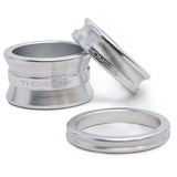 Thomson Silver Spacer Kit with 20mm, 10mm, and 5mm spacers for bike stem fit adjustment, featuring silver components.