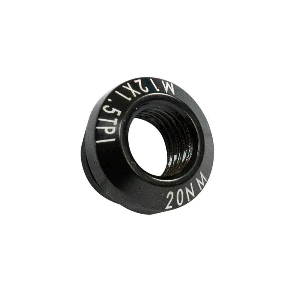 Kinesis UK 12mm through axle dropout nut for secure bike wheel fitting, component part for bicycle wheel assembly.
