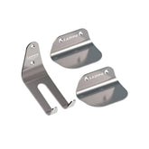 Lezyne stainless steel bike pedal hook with tire plates for secure bike storage, silver color, accessory for bike organization.