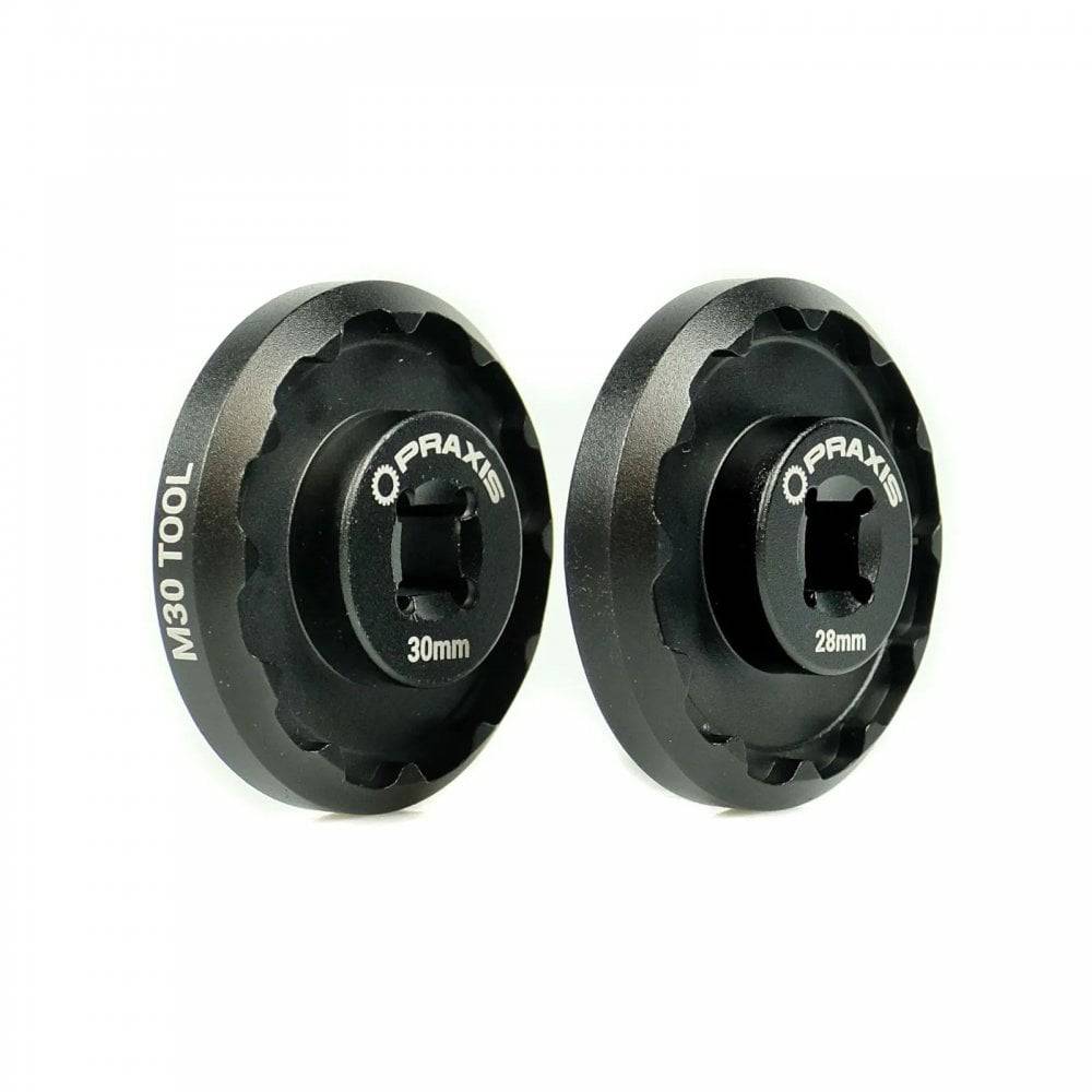 Praxis Works M30 30/28 bottom bracket tool set with bearing centre locator, ideal for bike workshop use