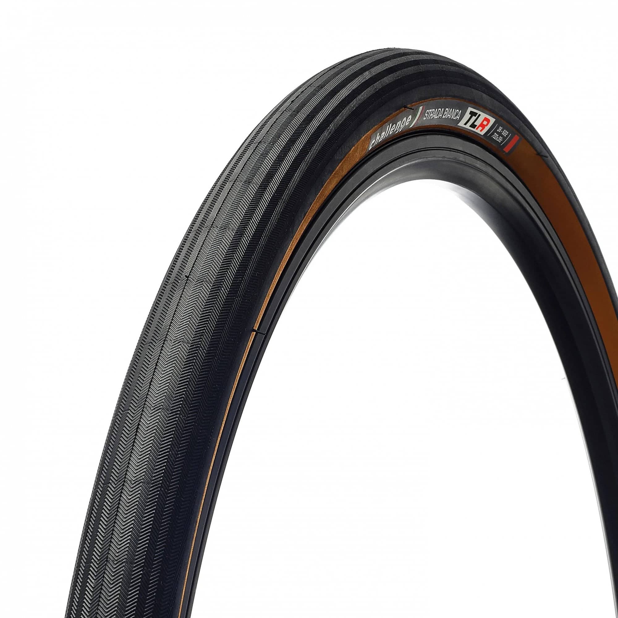 Challenge STRADA BIANCA-RACE-V TLR gravel and road tire, 700x36mm, brown, tubeless ready with 120 TPI for versatile cycling.