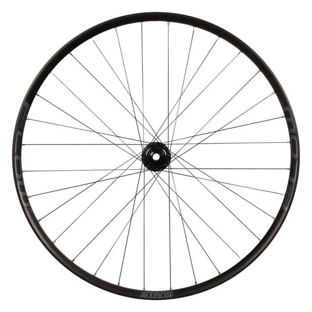 Stan's NoTubes Flow S2 27.5-inch MTB front wheel with tubeless-ready 6-bolt 15x110 component for mountain biking.