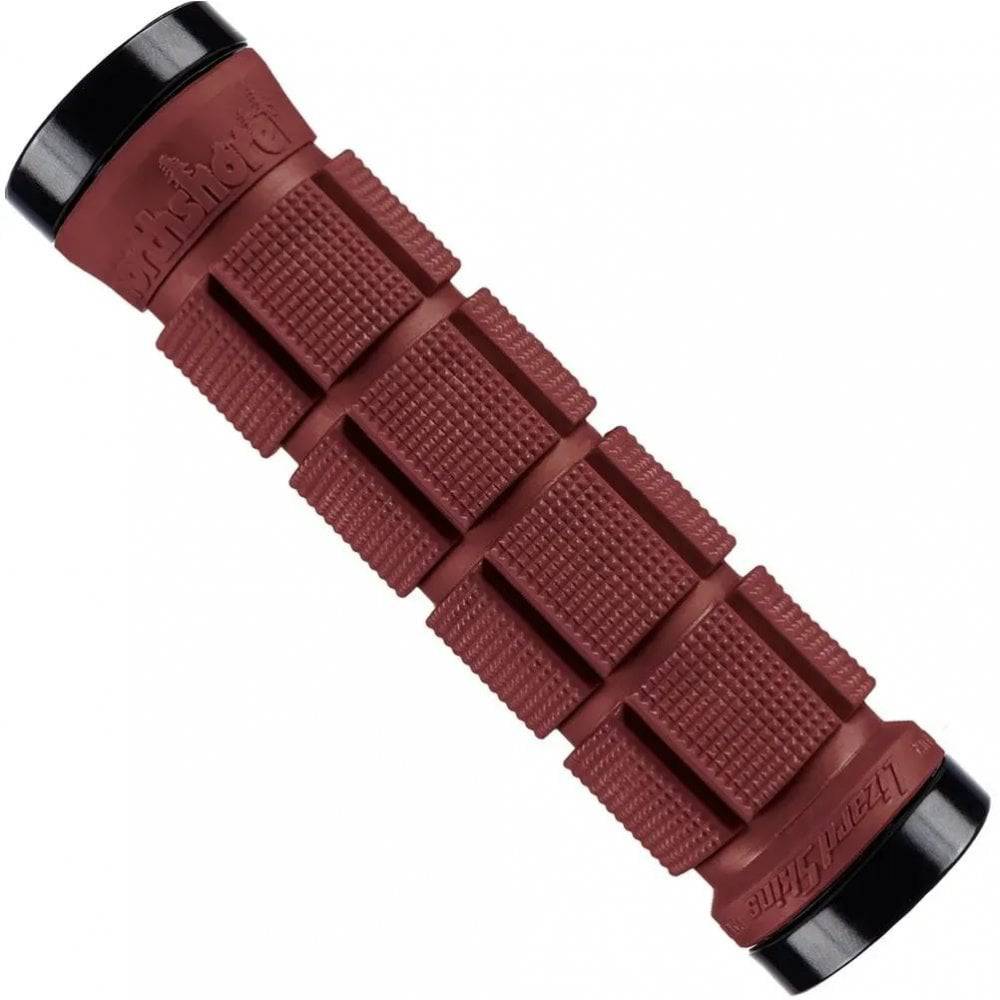 Lizard Skins Northshore dual-clamp lock-on grips for MTB and BMX bikes, featuring textured rubber surface and silver metal clamps.