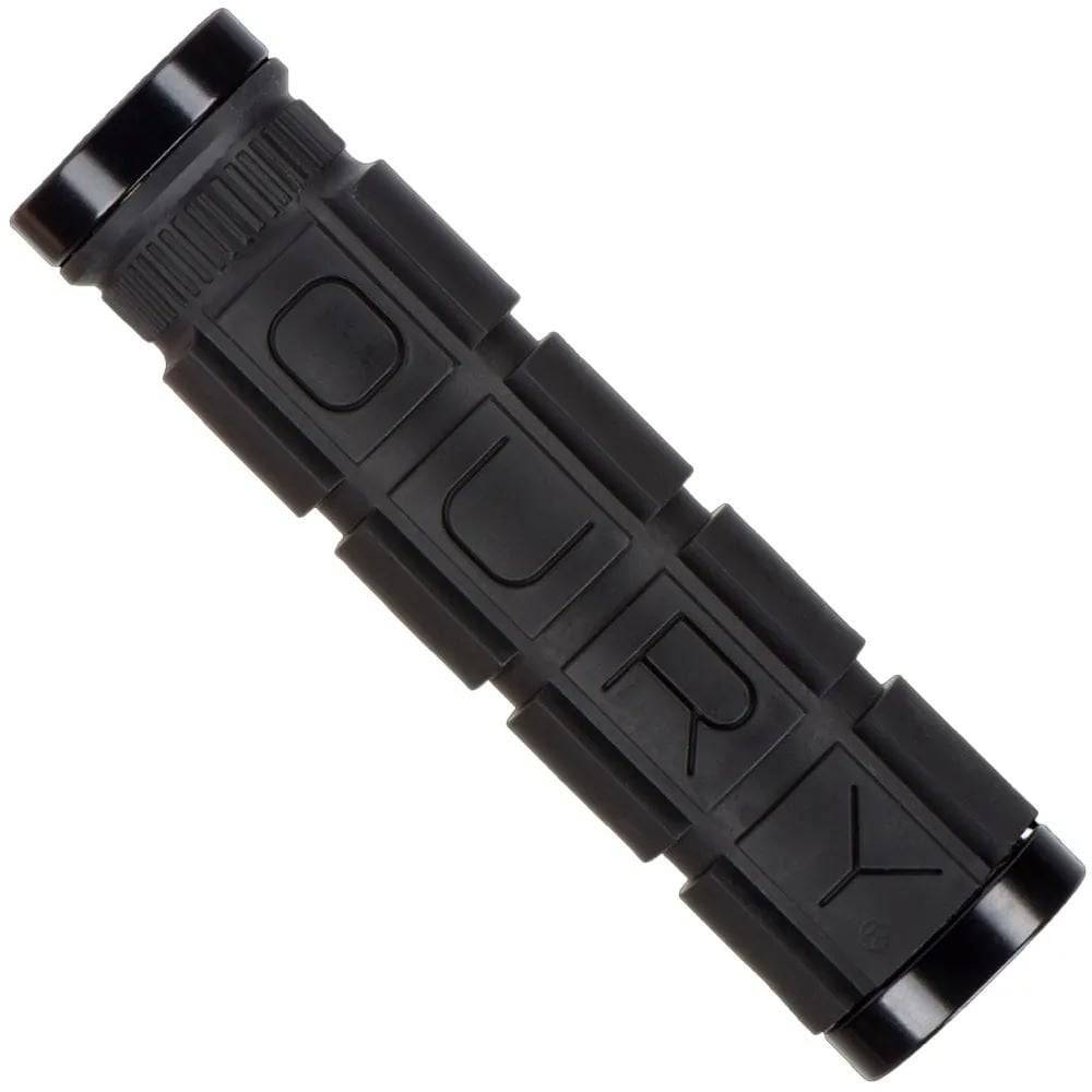 Lizard Skins Dual-Clamp Lock-On Oury grips for MTB and BMX bikes, featuring textured rubber handles and metal clamps.