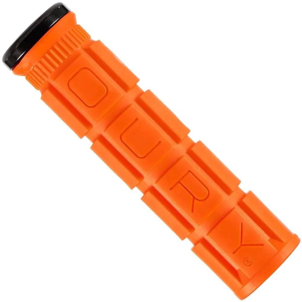 Lizard Skins Single-Clamp Lock-On Oury V2 mountain bike grip with vibration reduction, featuring textured rubber surface and metal clamp.