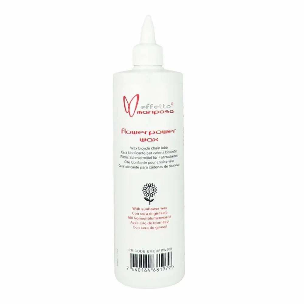Effetto Mariposa Flowerpower chain lube wax for bicycles, eco-friendly lubricant, workshop setting, close-up of product container