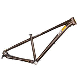 Kinesis UK FF29 MTB hardtail frame with adjustable dropouts for trail riding, showcasing the lightweight carbon construction and rear dropout details.