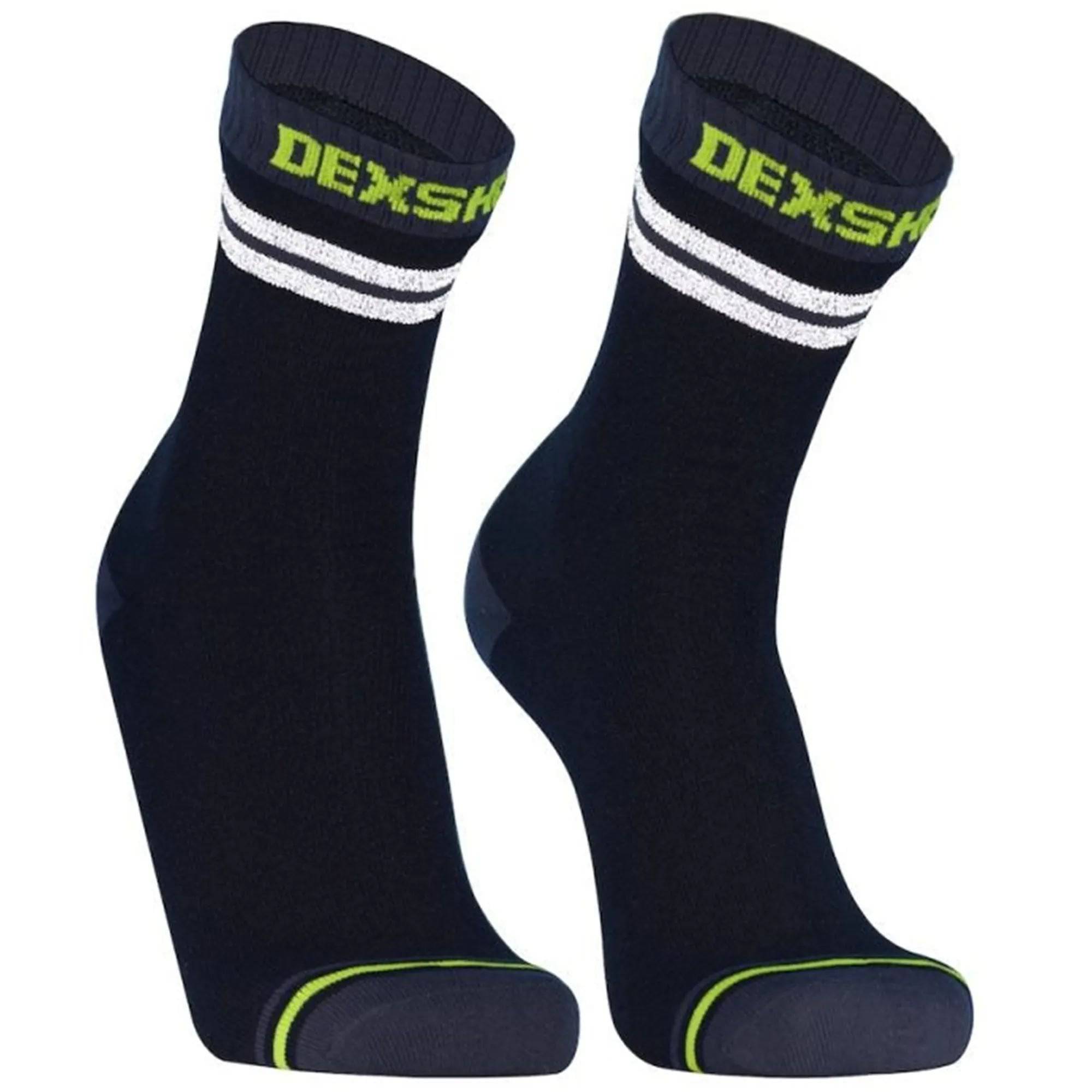 DexShell Pro Visibility waterproof socks with reflective accents, designed for running and outdoor activities.