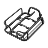 Momentum small bike rack with side rail, compact bicycle luggage carrier, designed for easy bike transport and accessories.
