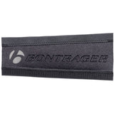 Bontrager black long chainstay protector on bike frame, helps reduce noise and protects the chainstay from damage.