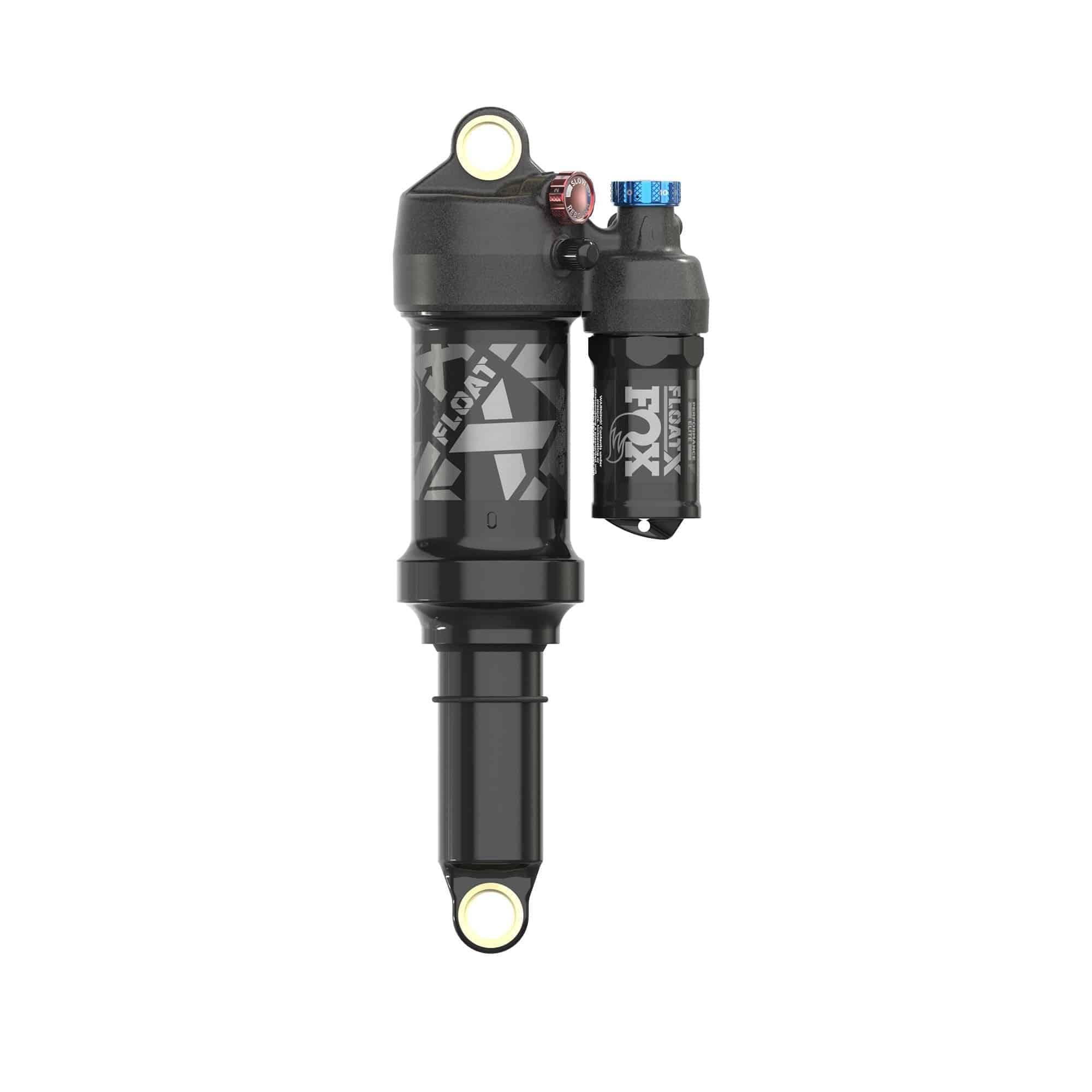 Fox Float X Performance Elite rear MTB shock with 2-position adjust, showcasing its sleek design and adjustment knob.