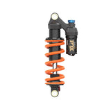 Fox DHX Factory 2-Position Adjustable Rear Shock Damper for coil suspension, showing the black shock with mounting hardware.