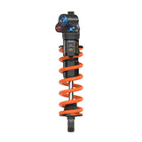 Fox DHX2 Factory 2Pos-Adjust rear shock damper for mountain bike suspension, showing the black and silver component with adjustment knobs.