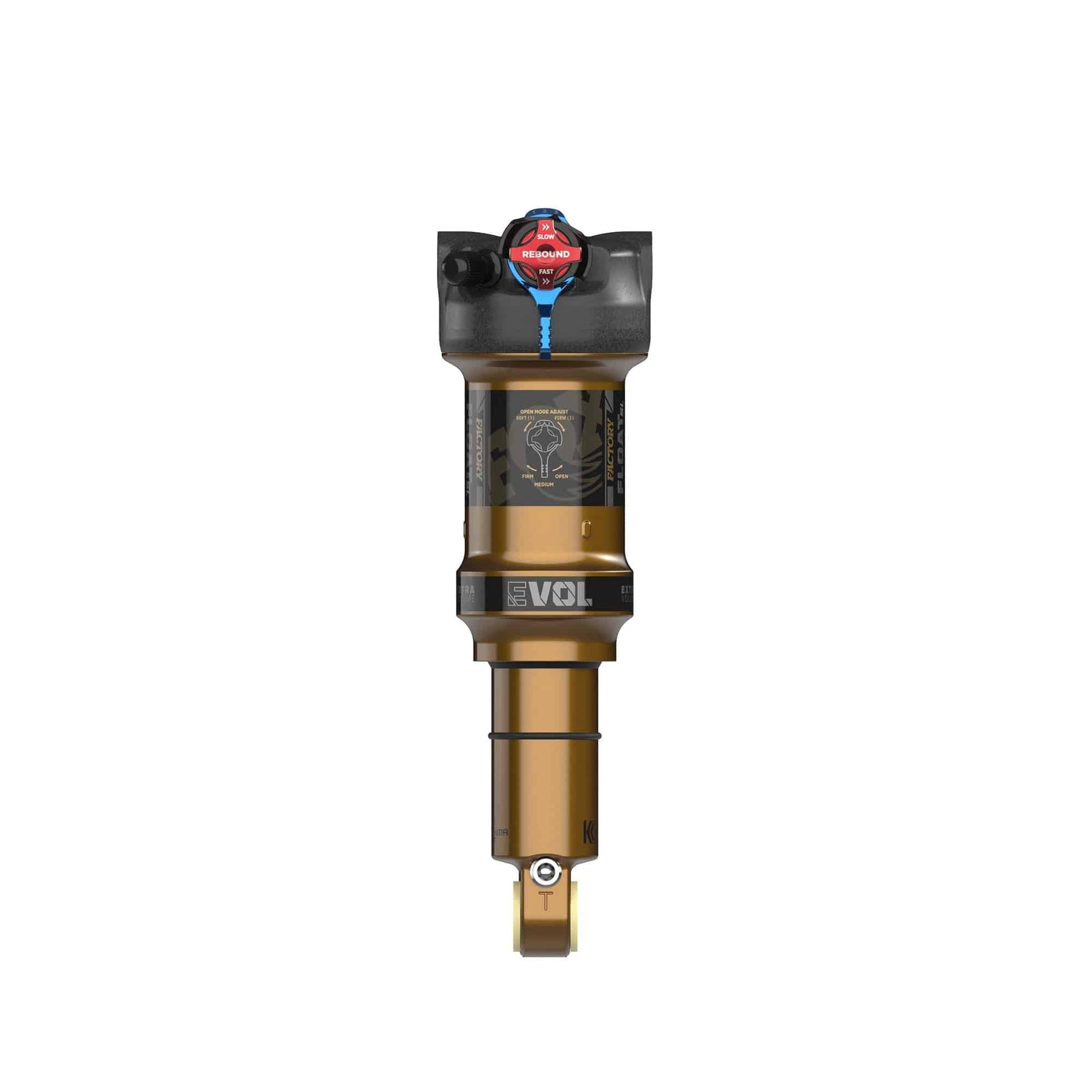 Fox Float SL Factory rear shock with 3-position adjustable damping for XC and trail bikes, showcasing its sleek design and build.