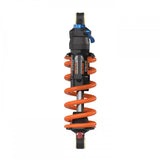 Fox DHX2 Factory downhill rear shock with 2-position adjustability and MCU bumper, mounted on mountain bike suspension component