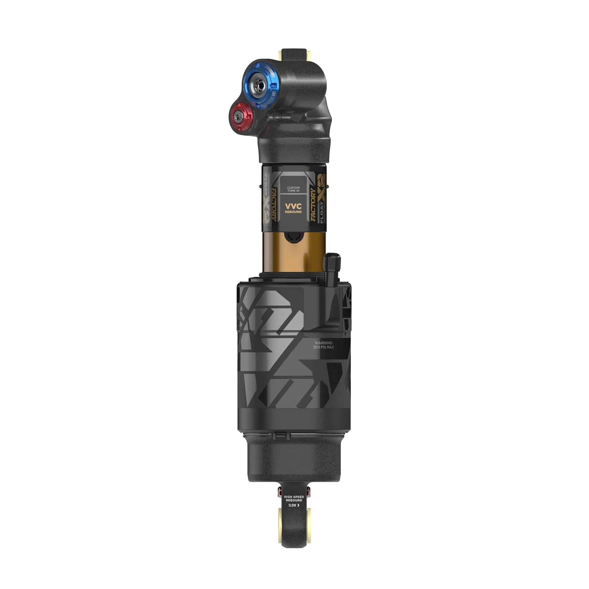 Fox Float X2 Factory rear shock, high-performance mountain bike suspension component with adjustable damping and robust construction.
