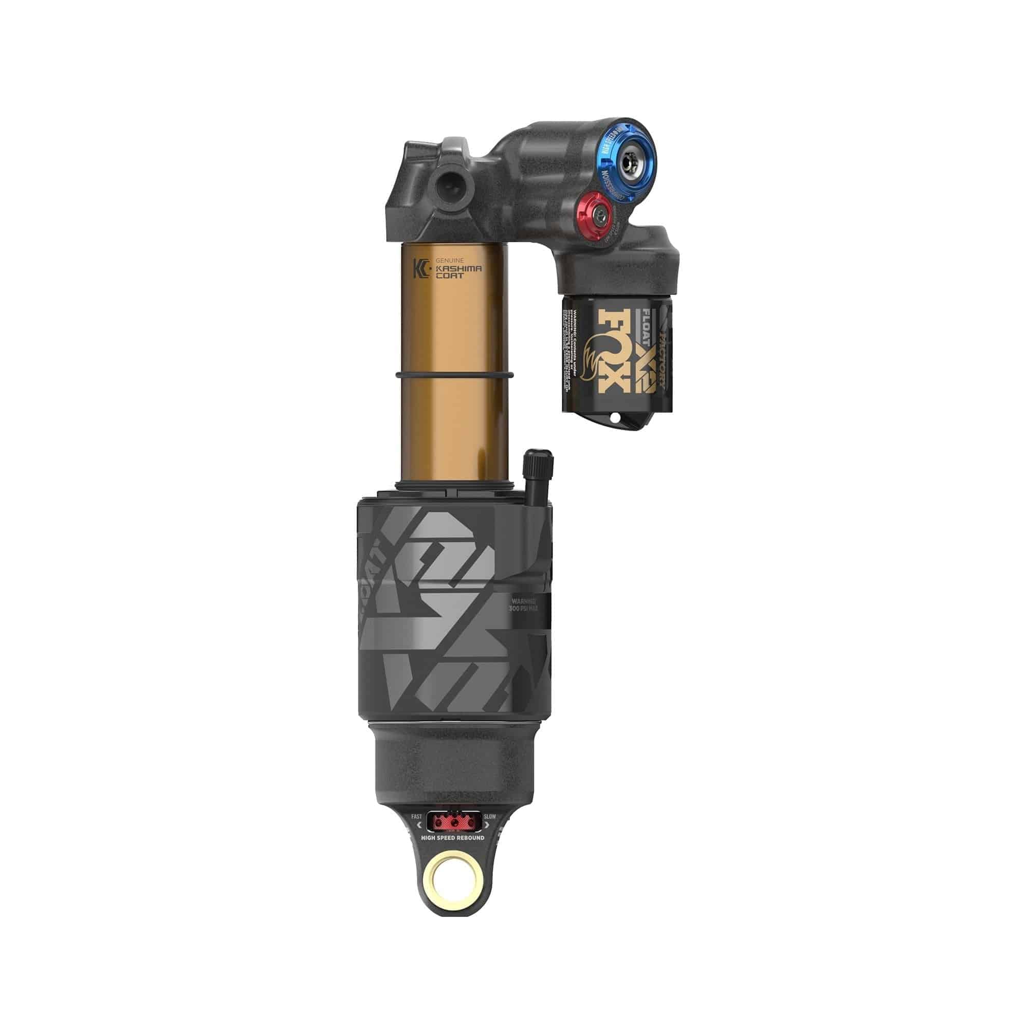Fox Float X2 Factory rear shock for mountain bikes, high-performance MTB suspension component with adjustable damping and robust design.