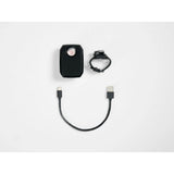 Trek CarBack Radar rear bike light in black with vehicle detection, mounted on bike for enhanced visibility and safety.