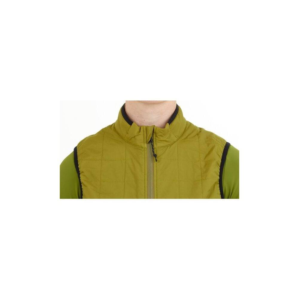 Madison women's windproof packable Primaloft insulated gilet vest shown hanging, featuring a sleek design and lightweight construction.