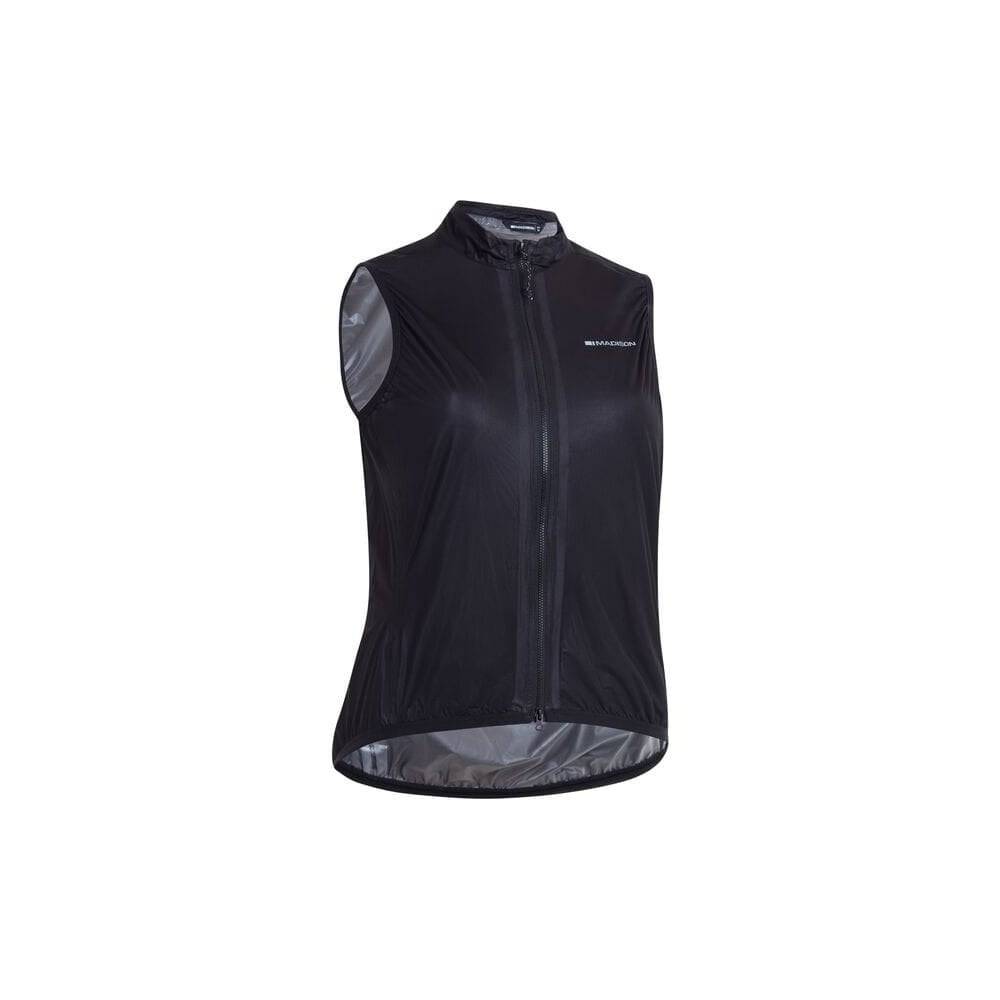 Madison Flux women's waterproof cycling gilet vest with reflective inserts, lightweight and packable for outdoor riding.