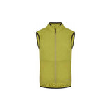 Madison Roam men's windproof packable Primaloft insulated gilet vest hanging on a hanger, showcasing its lightweight design and quilted texture.