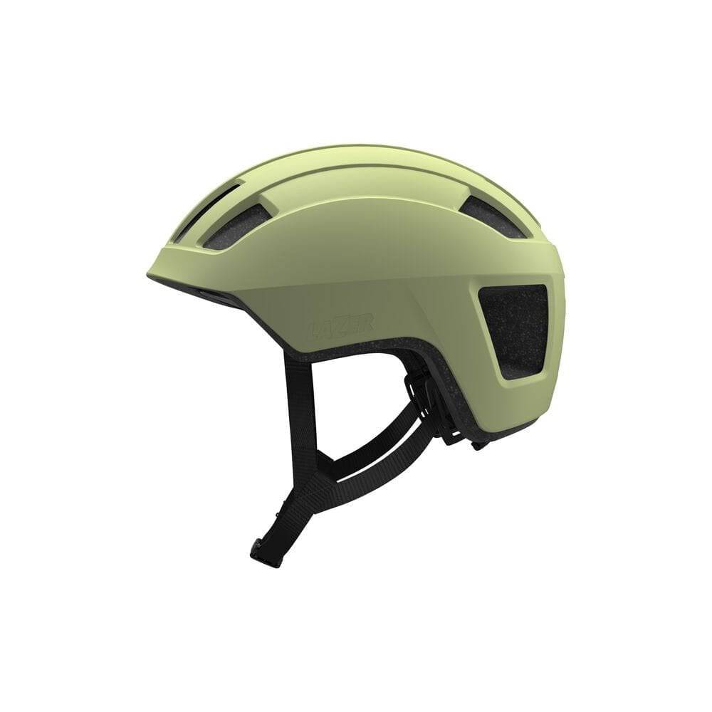 Lazer Verde KinetiCore cycling helmet in green with adjustable straps and ventilation, NTA 8776 certified for safety.