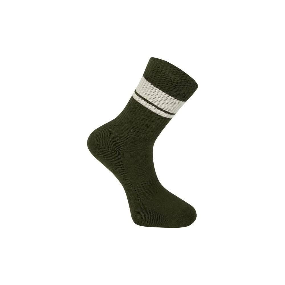 Madison Roam Isoler crew socks, durable and insulated unisex clothing for daily comfort, shown in black with ribbed cuffs.