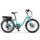 Wisper 705 Torque Step-through e-Hybrid bike with disc brakes, frame detail, and sleek design, no battery visible in the image.