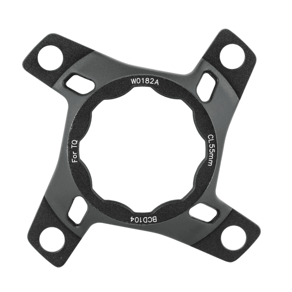 Trek FSA TQ Equipped Trek Fuel EXe crank spider in black with 104mm BCD for drivetrain upgrade, shown on a component background.